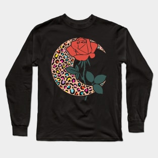 Flower In Crescent Of Moon Long Sleeve T-Shirt